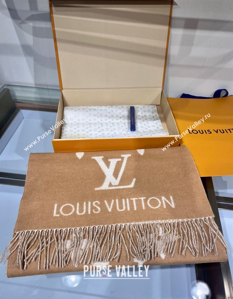 Louis Vuitton Reykjavik Cashmere Long Scarf 45x180cm Camel 2024 1128 (A-241128062)