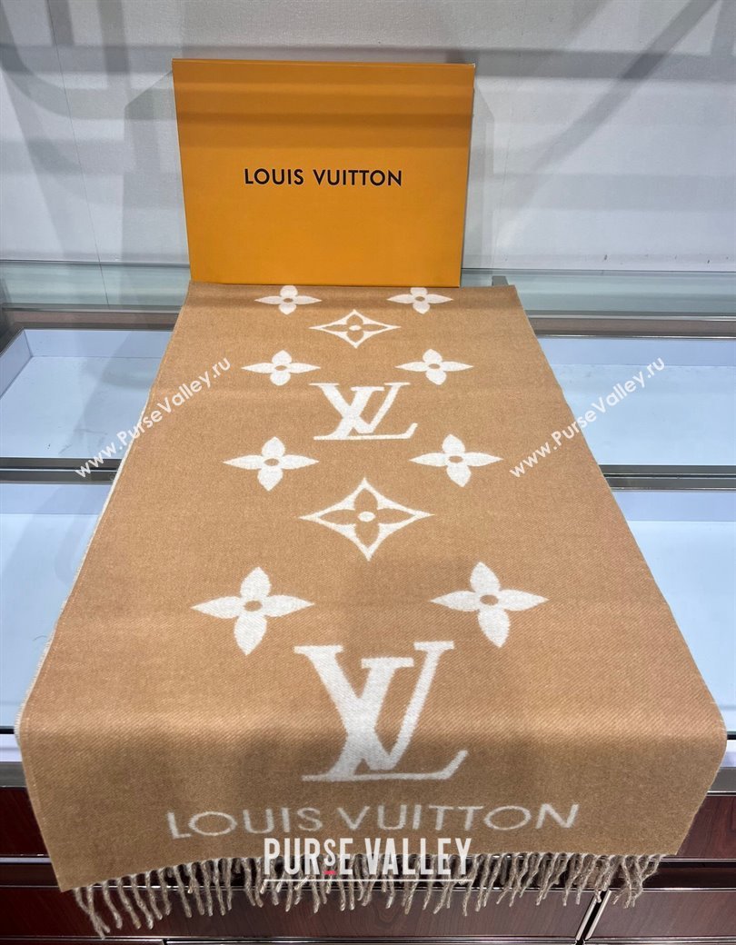 Louis Vuitton Reykjavik Cashmere Long Scarf 45x180cm Camel 2024 1128 (A-241128062)