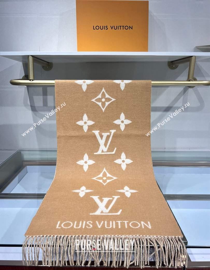 Louis Vuitton Reykjavik Cashmere Long Scarf 45x180cm Camel 2024 1128 (A-241128062)