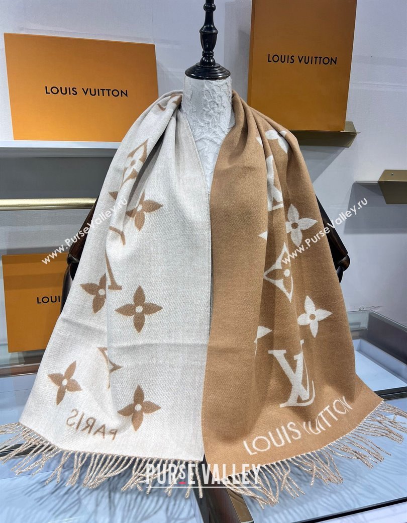 Louis Vuitton Reykjavik Cashmere Long Scarf 45x180cm Camel 2024 1128 (A-241128062)