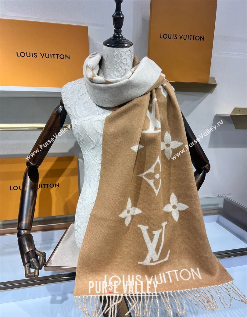 Louis Vuitton Reykjavik Cashmere Long Scarf 45x180cm Camel 2024 1128 (A-241128062)