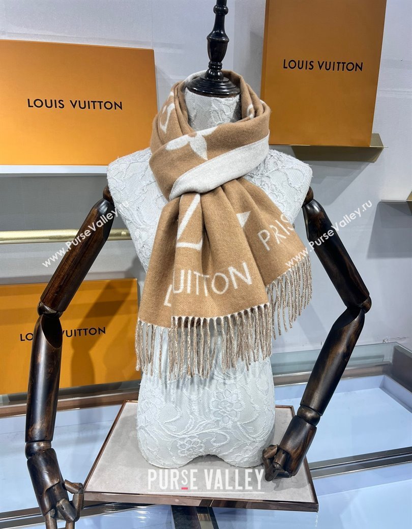 Louis Vuitton Reykjavik Cashmere Long Scarf 45x180cm Camel 2024 1128 (A-241128062)