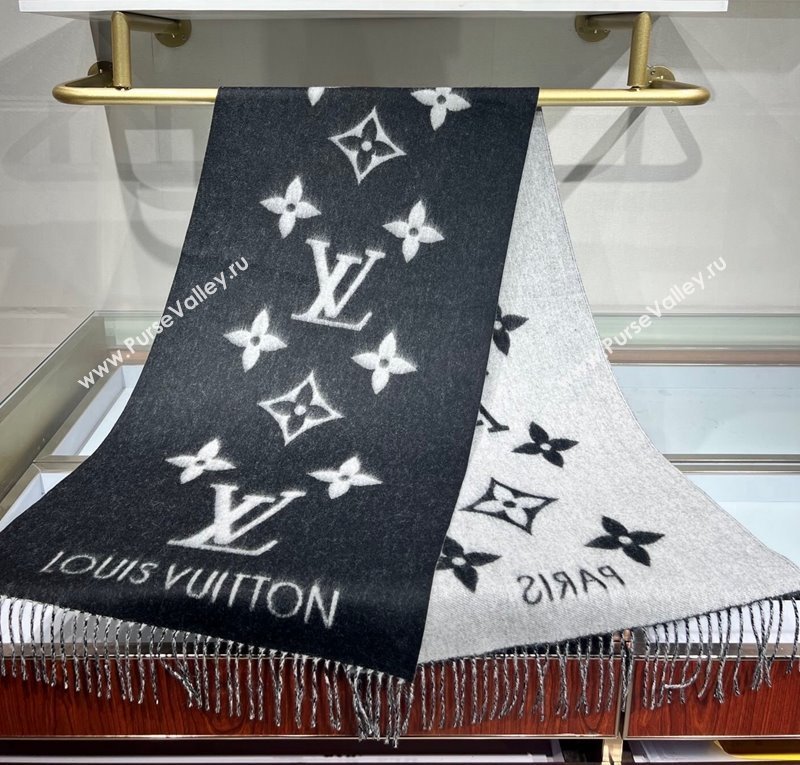 Louis Vuitton Reykjavik Cashmere Long Scarf 45x180cm Black 2024 1128 (A-241128063)