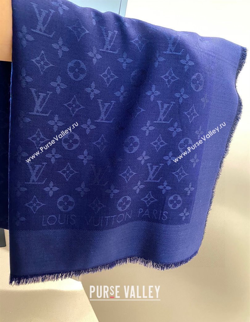 Louis Vuitton Classic Monogram Shawl Scarf 140cm Dark Blue 2024 1128 (A-241128065)