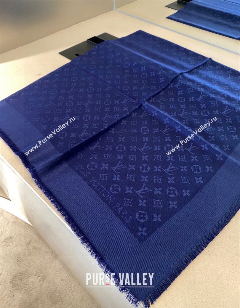 Louis Vuitton Classic Monogram Shawl Scarf 140cm Dark Blue 2024 1128 (A-241128065)