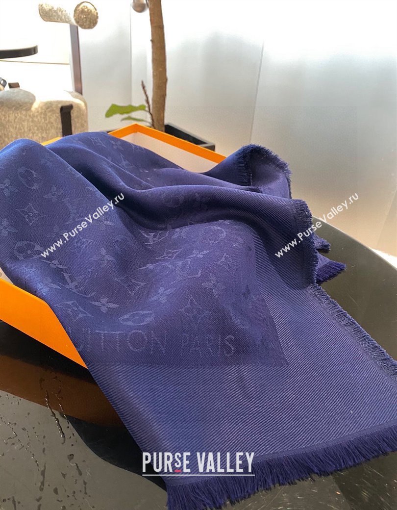 Louis Vuitton Classic Monogram Shawl Scarf 140cm Dark Blue 2024 1128 (A-241128065)