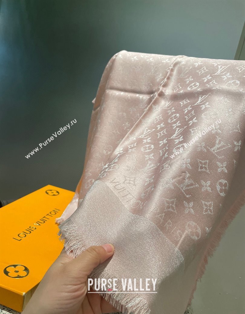 Louis Vuitton Classic Monogram Shawl Scarf 140cm Pink/Silver 2024 1128 (A-241128066)