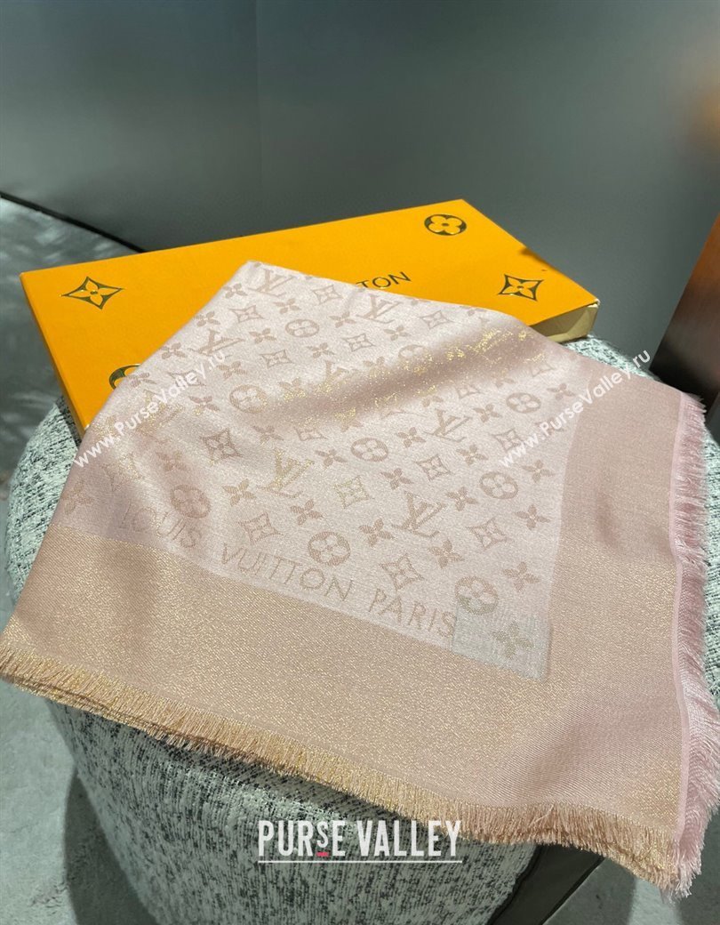 Louis Vuitton Classic Monogram Shawl Scarf 140cm Pink/Gold 2024 1128 (A-241128068)