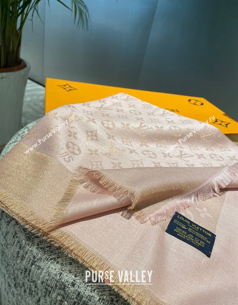 Louis Vuitton Classic Monogram Shawl Scarf 140cm Pink/Gold 2024 1128 (A-241128068)