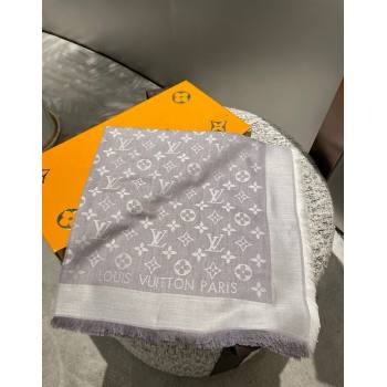 Louis Vuitton Classic Monogram Shawl Scarf 140cm Light Grey 2024 1128 (A-241128069)