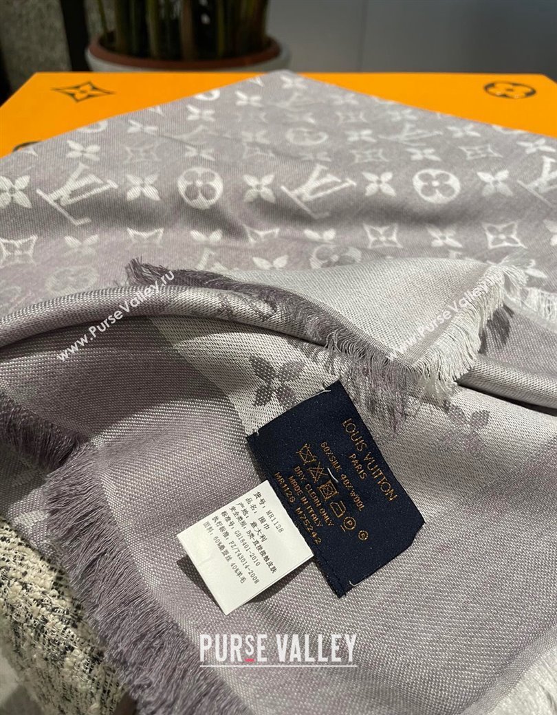 Louis Vuitton Classic Monogram Shawl Scarf 140cm Light Grey 2024 1128 (A-241128069)