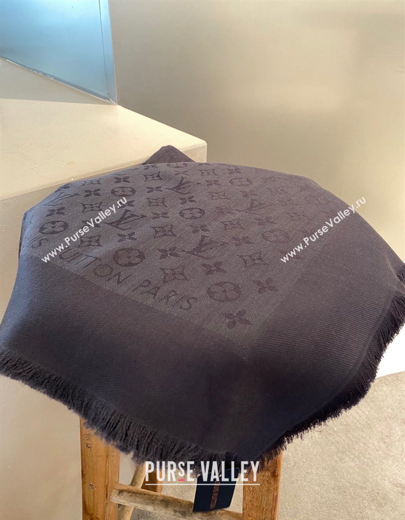 Louis Vuitton Classic Monogram Shawl Scarf 140cm Dark Grey 2024 1128 (A-241128071)