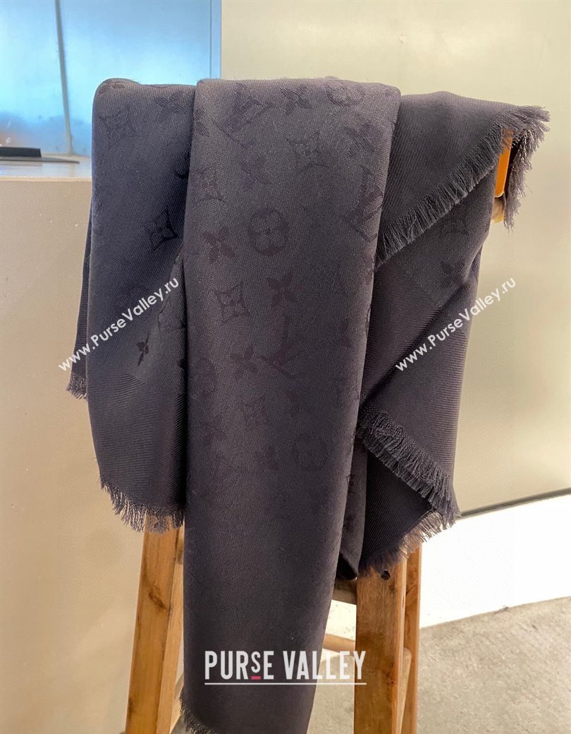 Louis Vuitton Classic Monogram Shawl Scarf 140cm Dark Grey 2024 1128 (A-241128071)