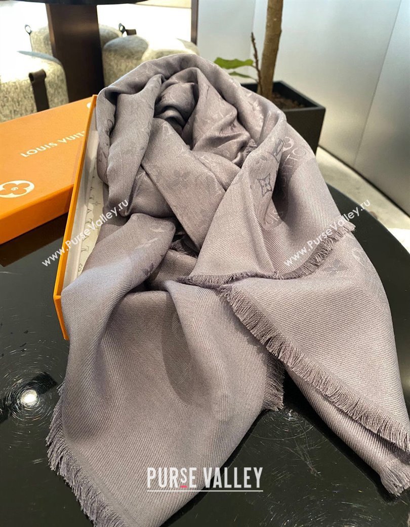 Louis Vuitton Classic Monogram Shawl Scarf 140cm Grey2 2024 1128 (A-241128072)