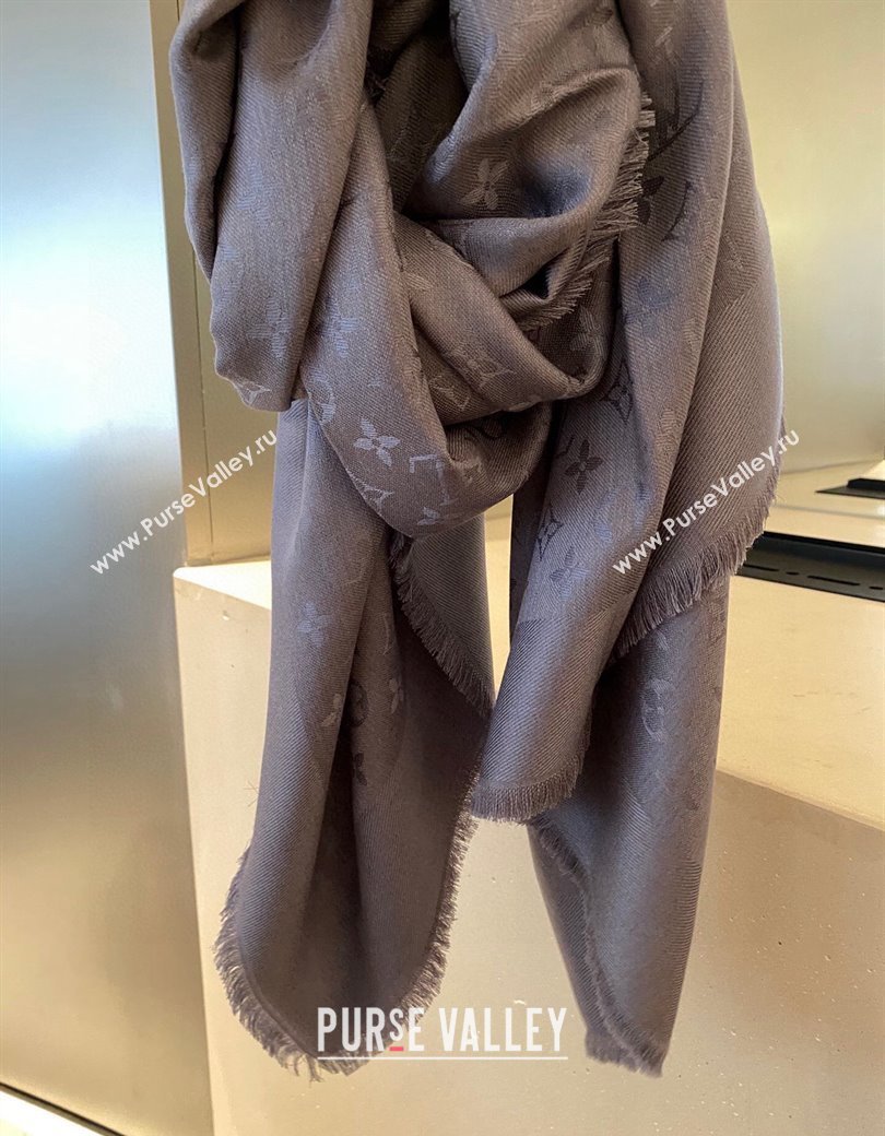 Louis Vuitton Classic Monogram Shawl Scarf 140cm Grey2 2024 1128 (A-241128072)