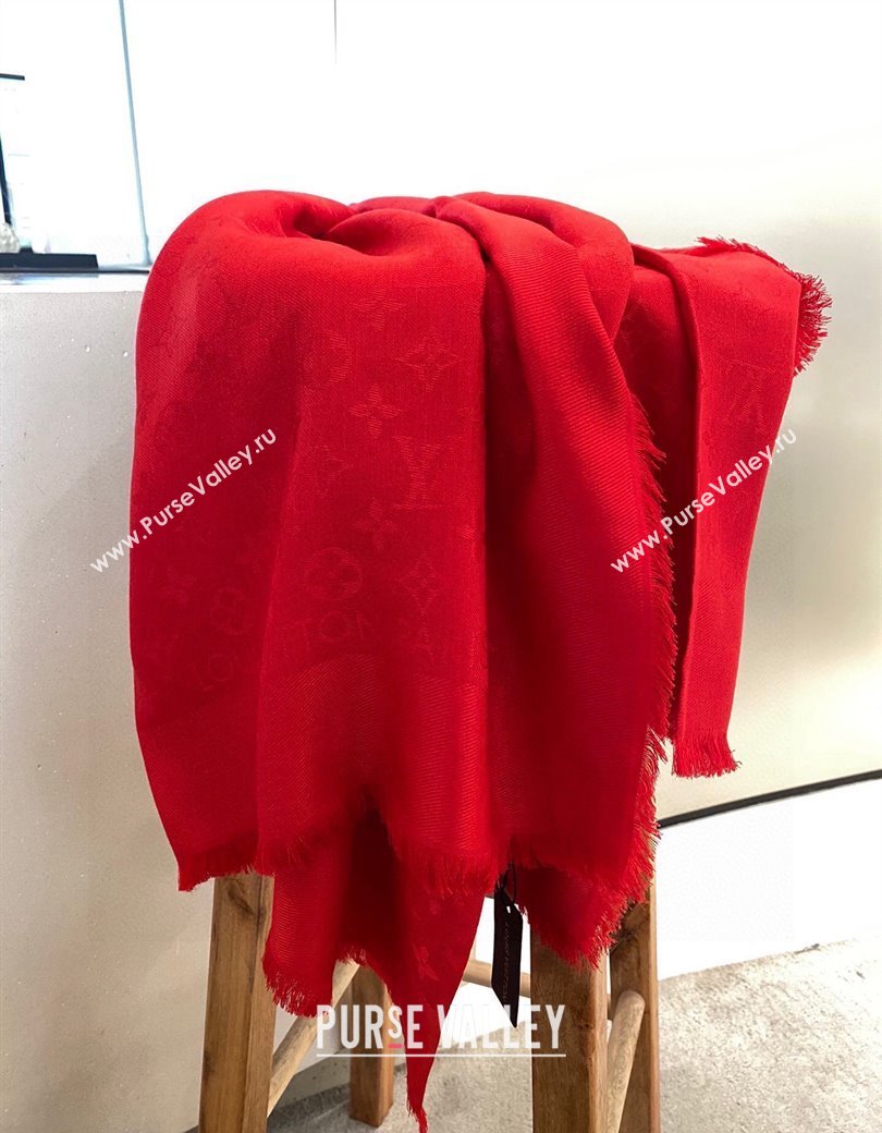 Louis Vuitton Classic Monogram Shawl Scarf 140cm Red 2024 1128 (A-241128073)