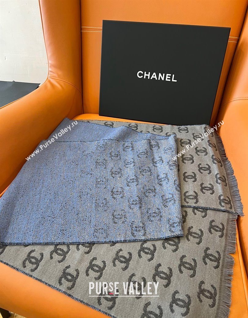 Chanel Wool Cashmere Long Scarf 35x185cm Dark Grey 2024 1128 (A-241128038)