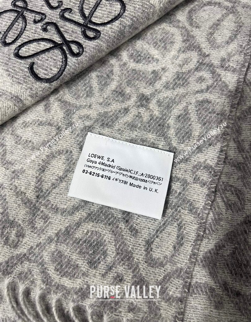 Loewe Anagram Wool Long Scarf 38x180cm Grey 2024 1128 (A-241128009)