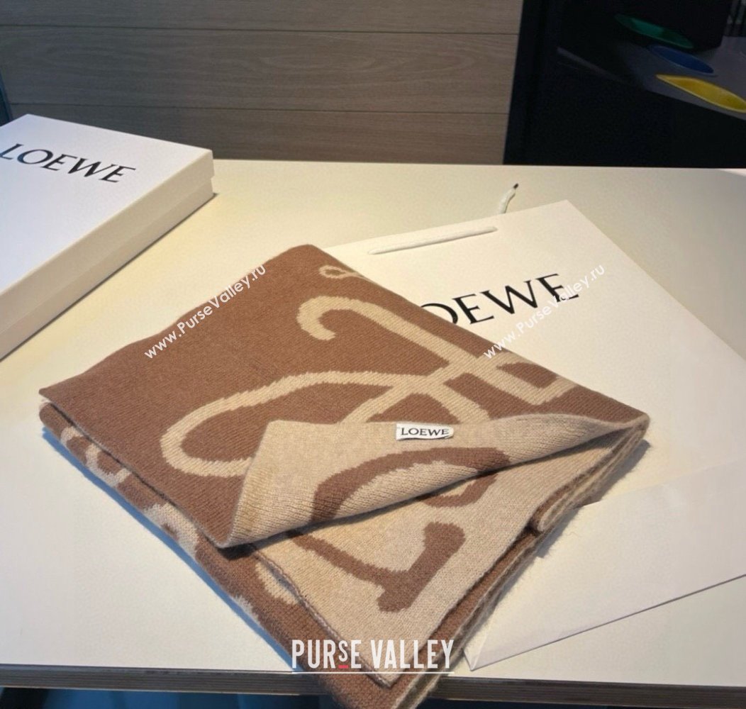 Loewe Anagram Cashmere Long Scarf 30x190cm Beige 2024 1128 (XMN-241128015)