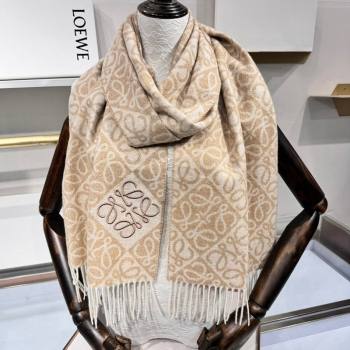 Loewe Anagram Wool Long Scarf 38x180cm Beige 2024 1128 (A-241128010)