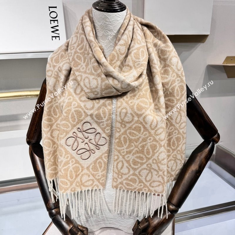 Loewe Anagram Wool Long Scarf 38x180cm Beige 2024 1128 (A-241128010)