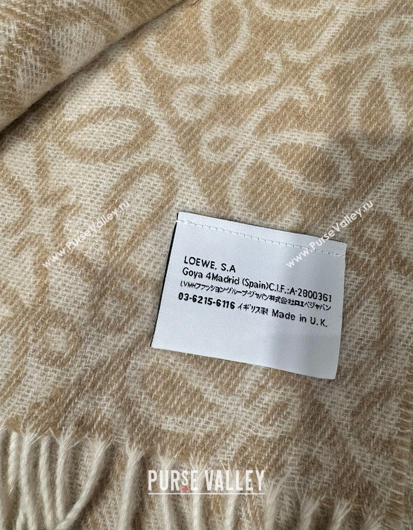 Loewe Anagram Wool Long Scarf 38x180cm Beige 2024 1128 (A-241128010)