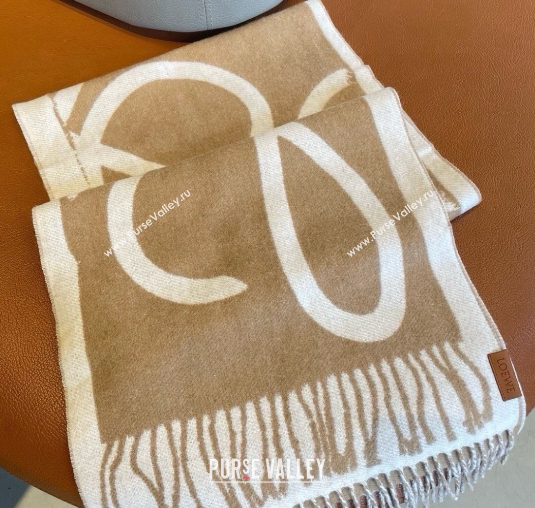 Loewe Maxi Anagram Long Scarf Beige 2024 1128 (A-241128011)