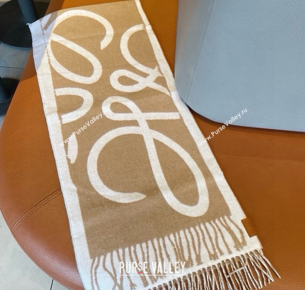 Loewe Maxi Anagram Long Scarf Beige 2024 1128 (A-241128011)