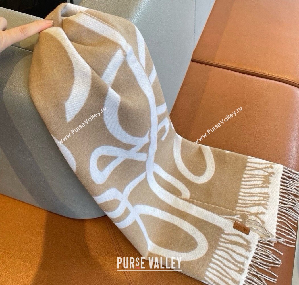 Loewe Maxi Anagram Long Scarf Beige 2024 1128 (A-241128011)