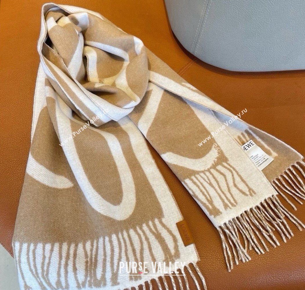 Loewe Maxi Anagram Long Scarf Beige 2024 1128 (A-241128011)