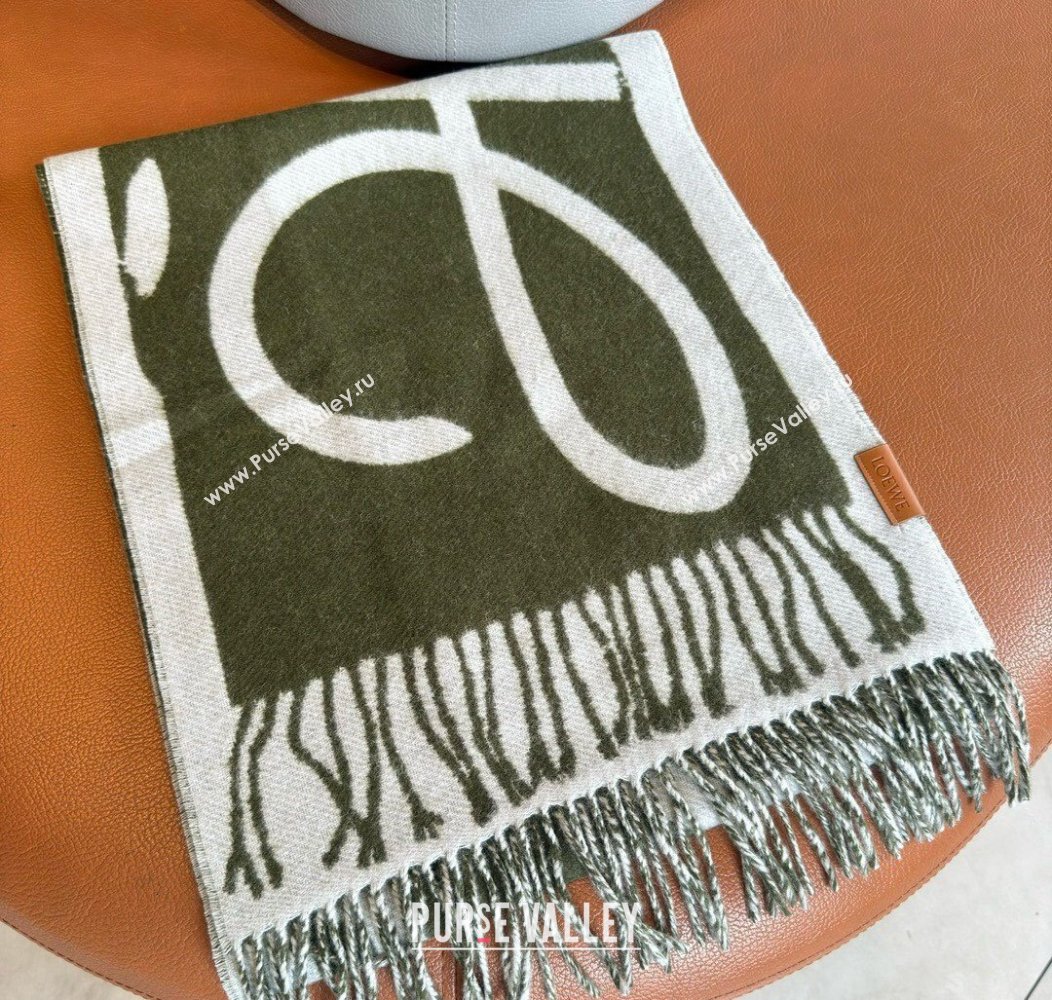 Loewe Maxi Anagram Long Scarf Green 2024 1128 (A-241128012)