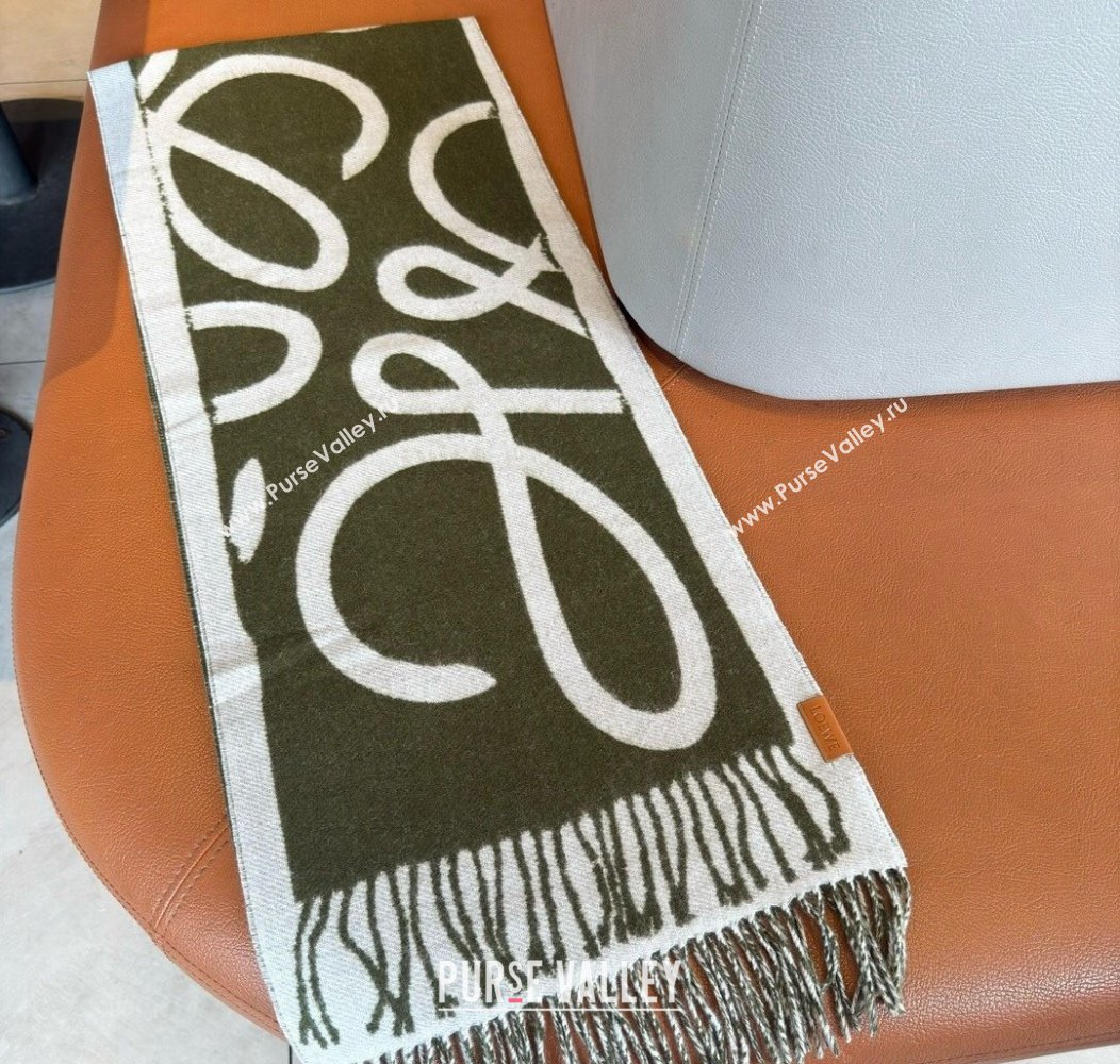 Loewe Maxi Anagram Long Scarf Green 2024 1128 (A-241128012)