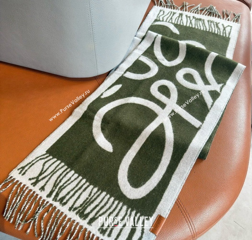 Loewe Maxi Anagram Long Scarf Green 2024 1128 (A-241128012)