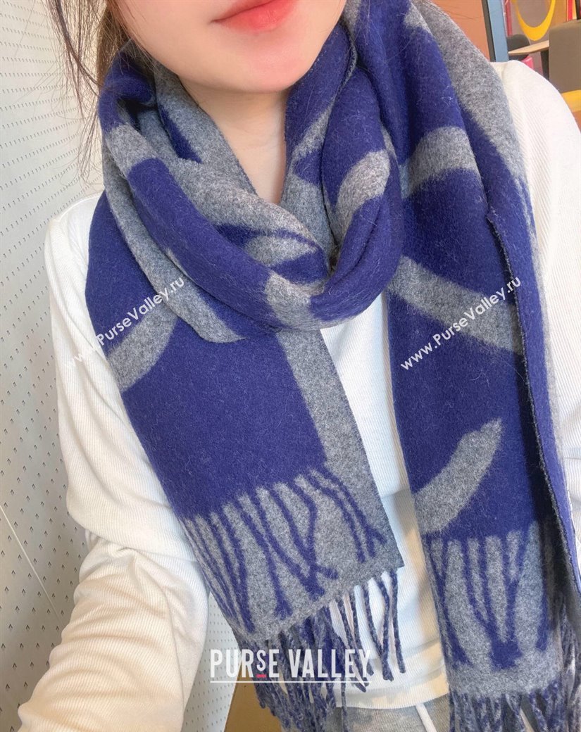 Loewe Maxi Anagram Long Scarf Blue 2024 1128 (A-241128013)