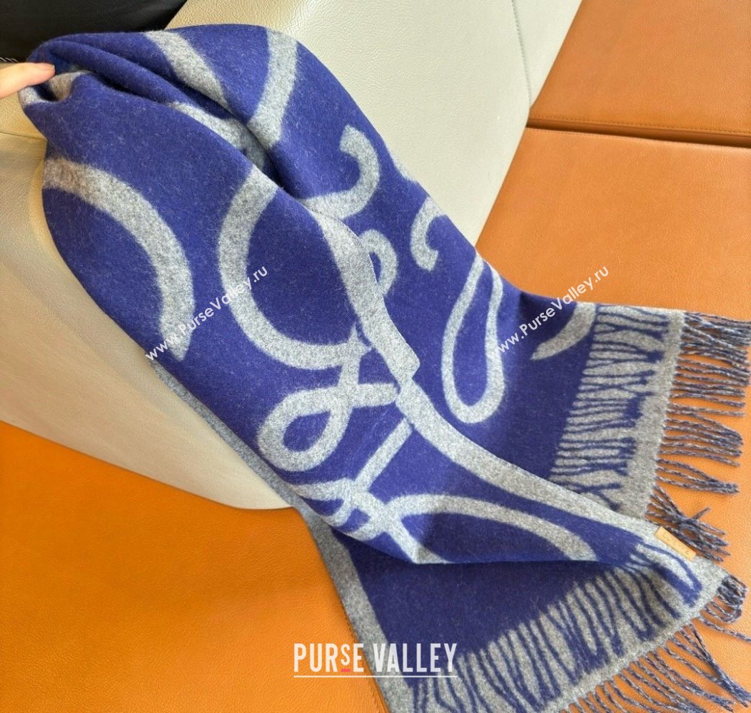 Loewe Maxi Anagram Long Scarf Blue 2024 1128 (A-241128013)