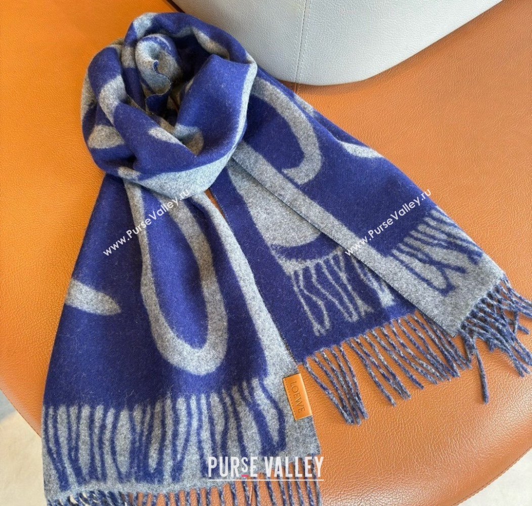 Loewe Maxi Anagram Long Scarf Blue 2024 1128 (A-241128013)