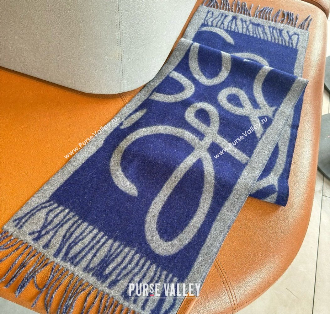 Loewe Maxi Anagram Long Scarf Blue 2024 1128 (A-241128013)