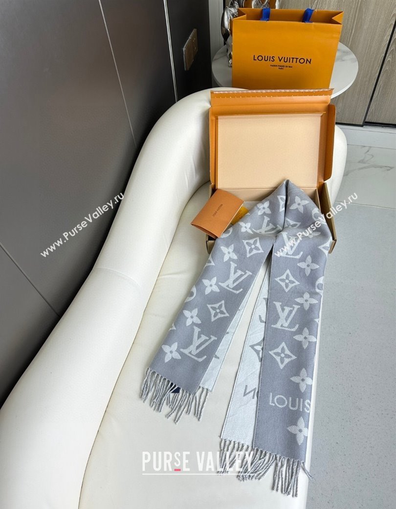 Louis Vuitton Simple LV Wool Long Scarf 34x180cm Grey 2024 1128 (A-241128075)