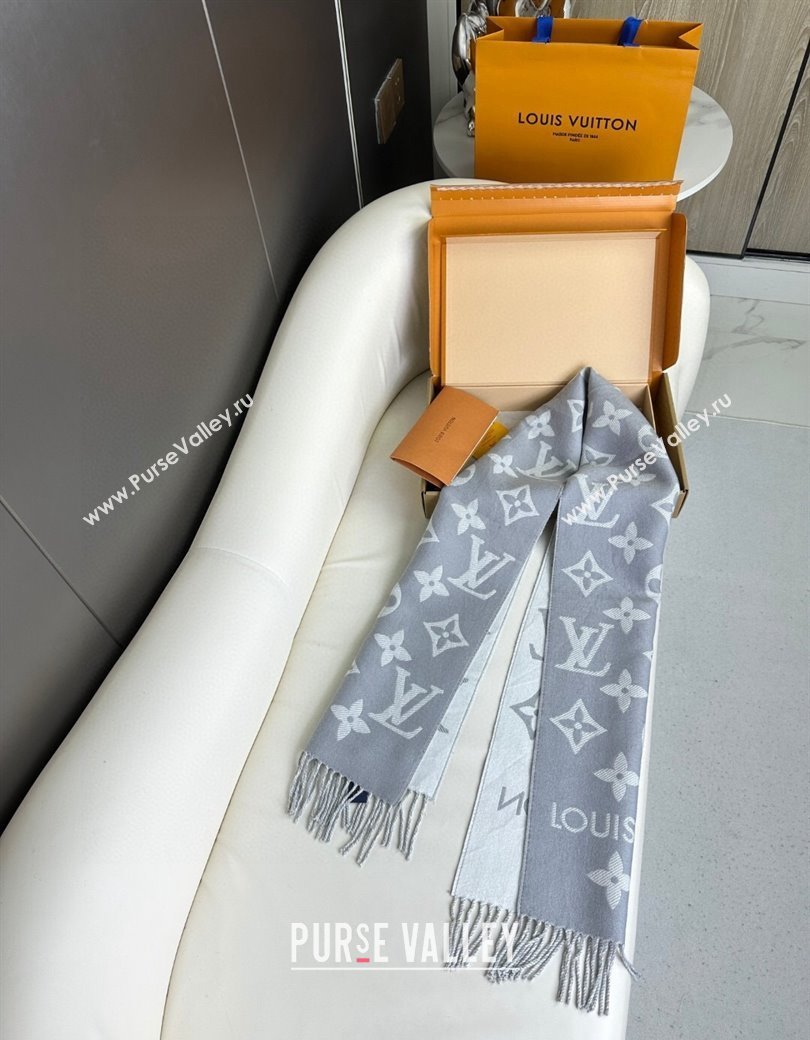 Louis Vuitton Simple LV Wool Long Scarf 34x180cm Grey 2024 1128 (A-241128075)