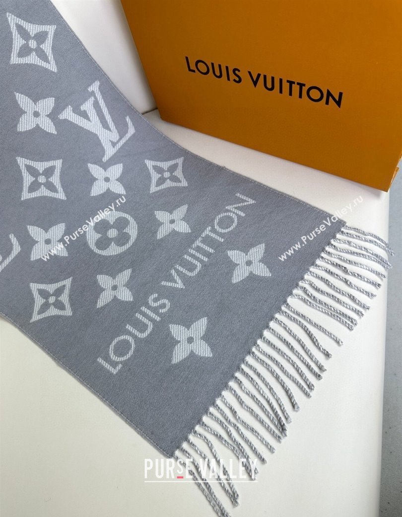 Louis Vuitton Simple LV Wool Long Scarf 34x180cm Grey 2024 1128 (A-241128075)