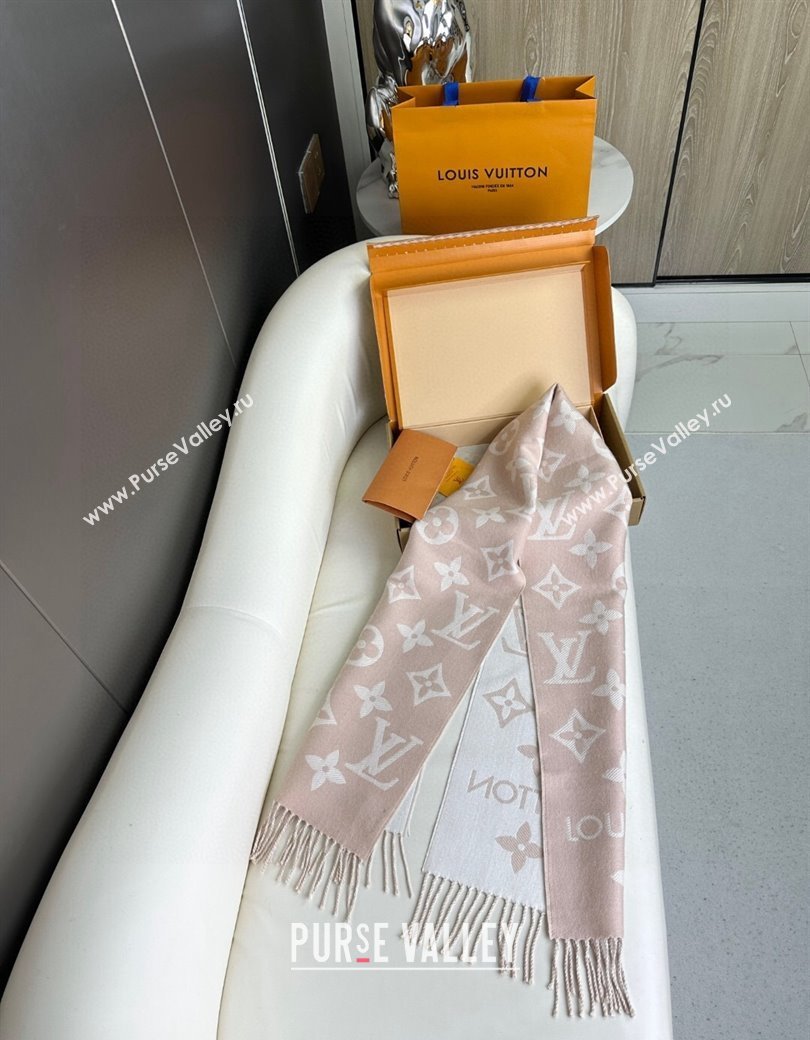 Louis Vuitton Simple LV Wool Long Scarf 34x180cm Pink 2024 1128 (A-241128076)