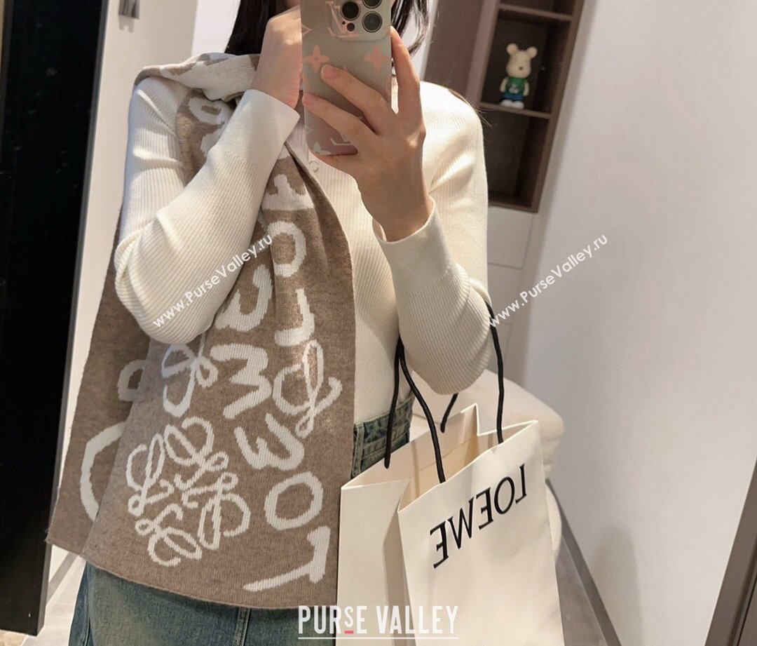 Loewe Anagram Cashmere Long Scarf 30x190cm Grey 2024 1128 (XMN-241128016)