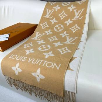 Louis Vuitton Simple LV Wool Long Scarf 34x180cm Camel 2024 1128 (A-241128077)