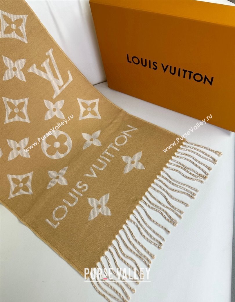 Louis Vuitton Simple LV Wool Long Scarf 34x180cm Camel 2024 1128 (A-241128077)