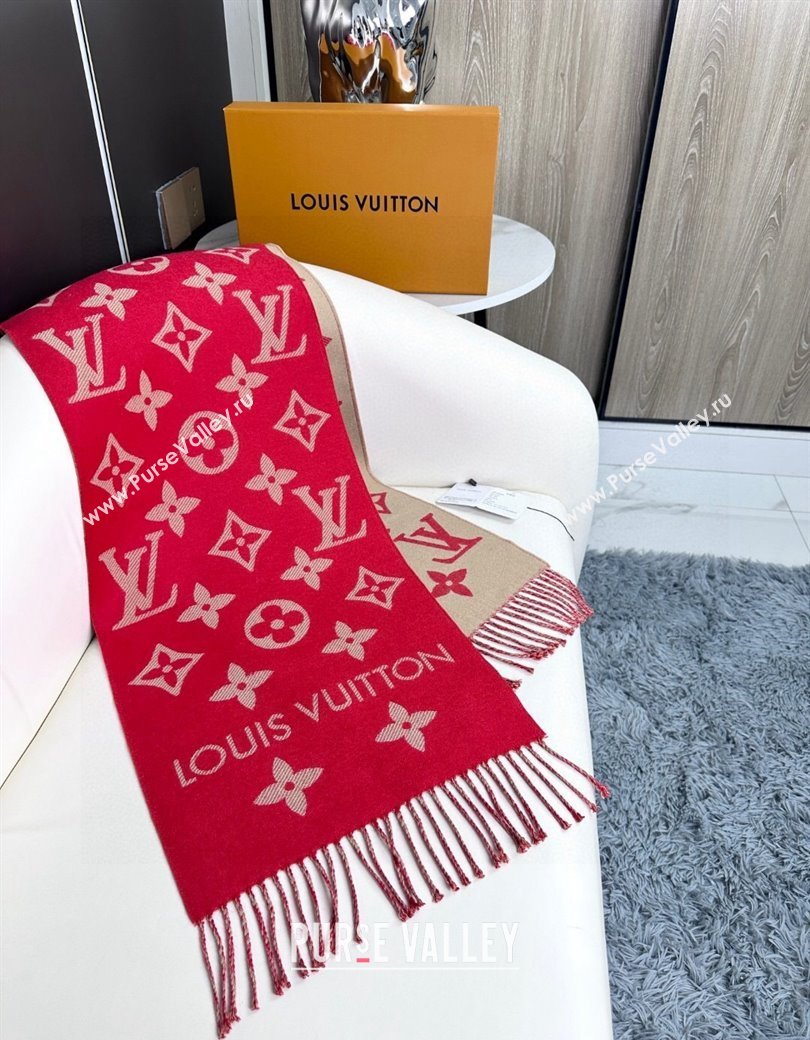 Louis Vuitton Simple LV Wool Long Scarf 34x180cm Red 2024 1128 (A-241128078)