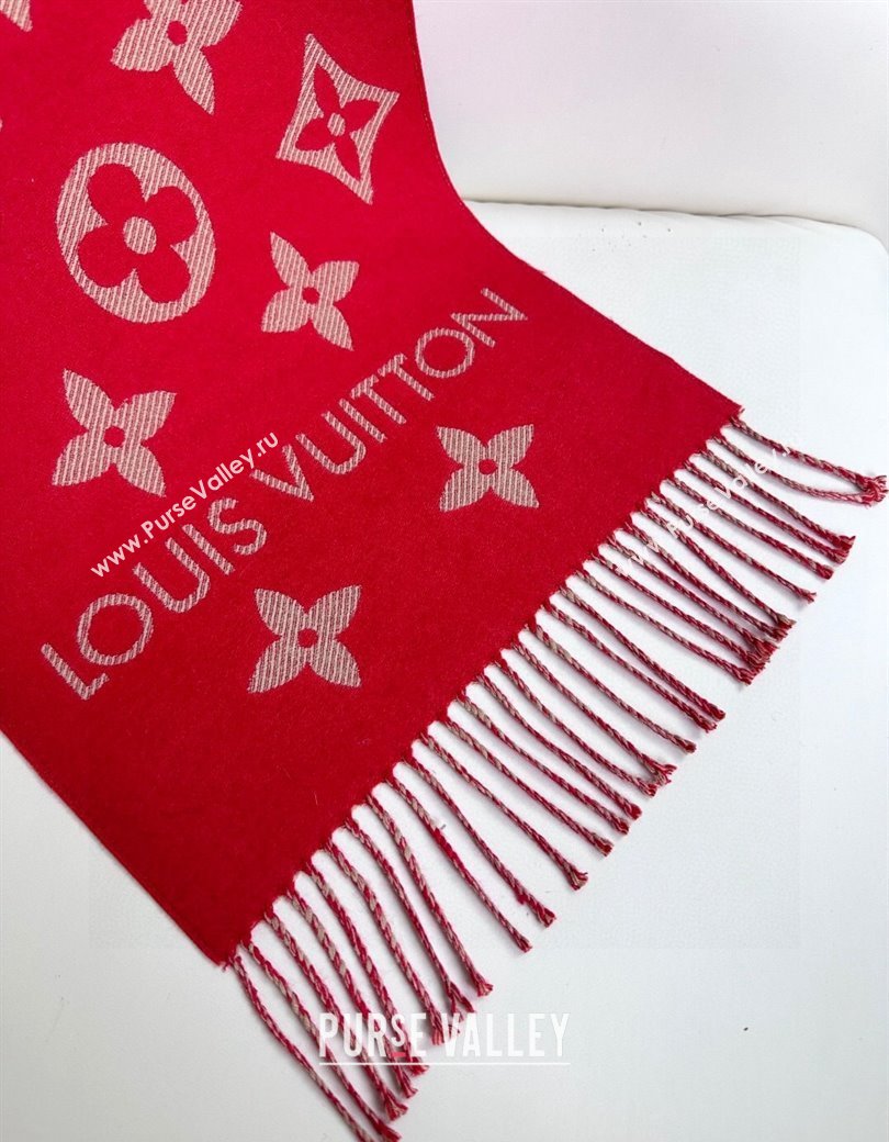 Louis Vuitton Simple LV Wool Long Scarf 34x180cm Red 2024 1128 (A-241128078)