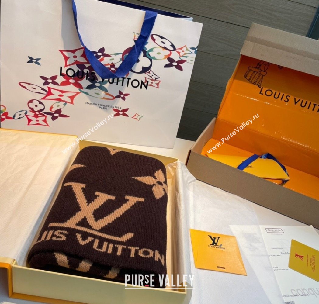 Louis Vuitton Cashmere Knit Long Scarf 32x180cm Brown 2025 0115 (XMN-250115039)