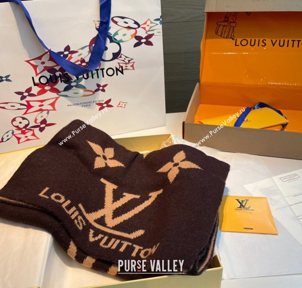 Louis Vuitton Cashmere Knit Long Scarf 32x180cm Brown 2025 0115 (XMN-250115039)