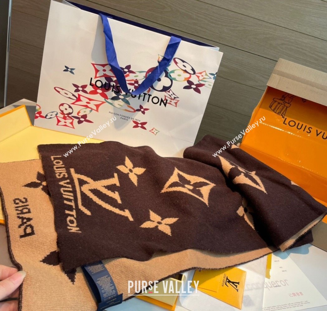 Louis Vuitton Cashmere Knit Long Scarf 32x180cm Brown 2025 0115 (XMN-250115039)