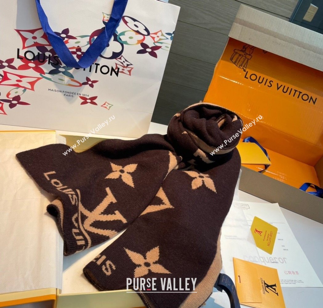 Louis Vuitton Cashmere Knit Long Scarf 32x180cm Brown 2025 0115 (XMN-250115039)